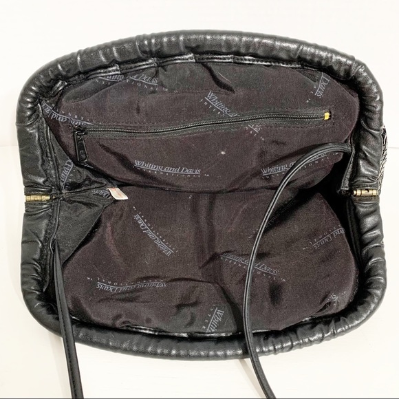 Vintage Whiting and Davis Chainmail Leather Crossbody Shoulder Bag Hinged Frame - Picture 10 of 12